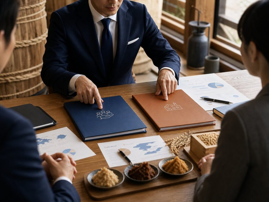 味噌会社の譲渡側と買い手側の相談導線を整理する資料